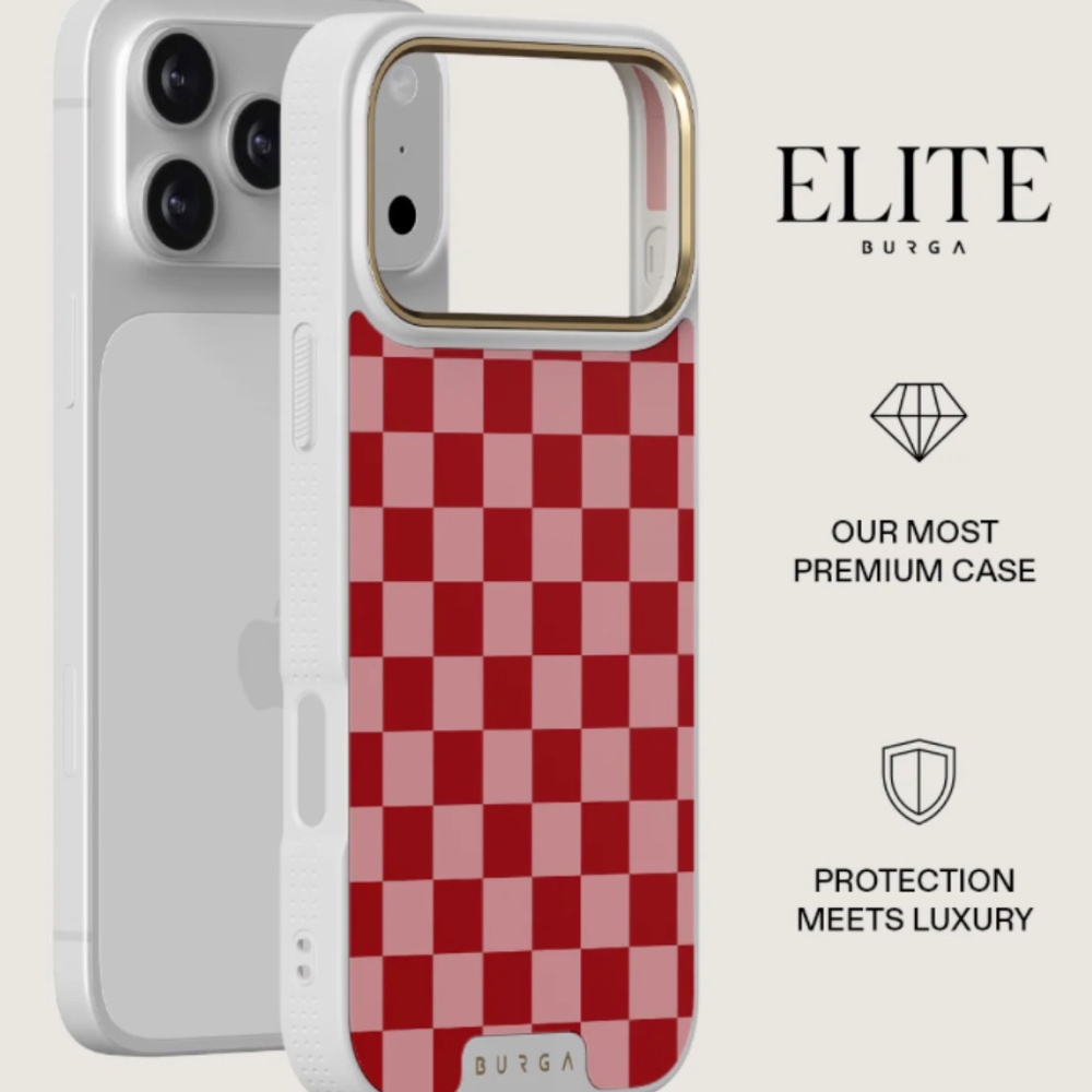 Burga Elite Red Checkerboard iPhone Case - White Frame